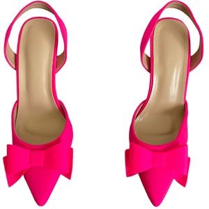 NWOT Women’s Hot Pink Pointed Toe Bow Detail Slingback Pumps Size 6